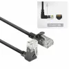 ACT Melns 5 meters U/UTP CAT6A LSZH Slimline komutācijas kabelis ar RJ45 savienotājiem 90° leņķī uz augšu uz taisnu