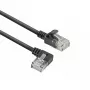 ACT melns 0,5 metru U/UTP CAT6A LSZH plāns savienotājkabelis ar RJ45 savienotājiem, 90° leņķī pa kreisi pret taisnu