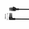 ACT melns 0,5 metru U/UTP CAT6A LSZH plāns savienotājkabelis ar RJ45 savienotājiem, 90° leņķī pa kreisi pret taisnu
