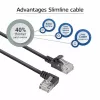 ACT melns 0,5 metru U/UTP CAT6A LSZH plāns savienotājkabelis ar RJ45 savienotājiem, 90° leņķī pa kreisi pret taisnu