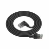 ACT Melns 0,5 m U/UTP CAT6A LSZH plānais savienotājkabelis ar RJ45 savienotājiem 90° leņķī pa labi un taisnu