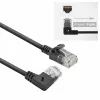 ACT Melns 0,5 m U/UTP CAT6A LSZH plānais savienotājkabelis ar RJ45 savienotājiem 90° leņķī pa labi un taisnu