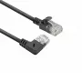 ACT melns 0,15 metru U/UTP CAT6A LSZH plānprofila pārlādes kabelis ar RJ45 savienotājiem 90° leņķī pa labi pret taisno