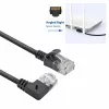 ACT melns 0,25 metri U/UTP CAT6A LSZH plāns ielāps vads ar RJ45 savienotājiem 90° leņķī pa labi pret taisnu