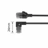 ACT melns 0,25 metri U/UTP CAT6A LSZH plāns ielāps vads ar RJ45 savienotājiem 90° leņķī pa labi pret taisnu