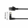 ACT Melns 0,5 metri U/UTP CAT6A LSZH plāns komutācijas kabelis ar RJ45 savienotājiem, 90° leņķī uz augšu līdz taisnam