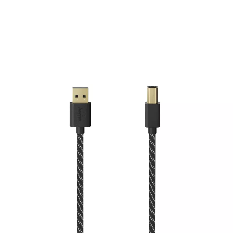 Hama 00201001 USB kabelis USB 2.0 1,5 m USB A USB B Melns, Sudraba