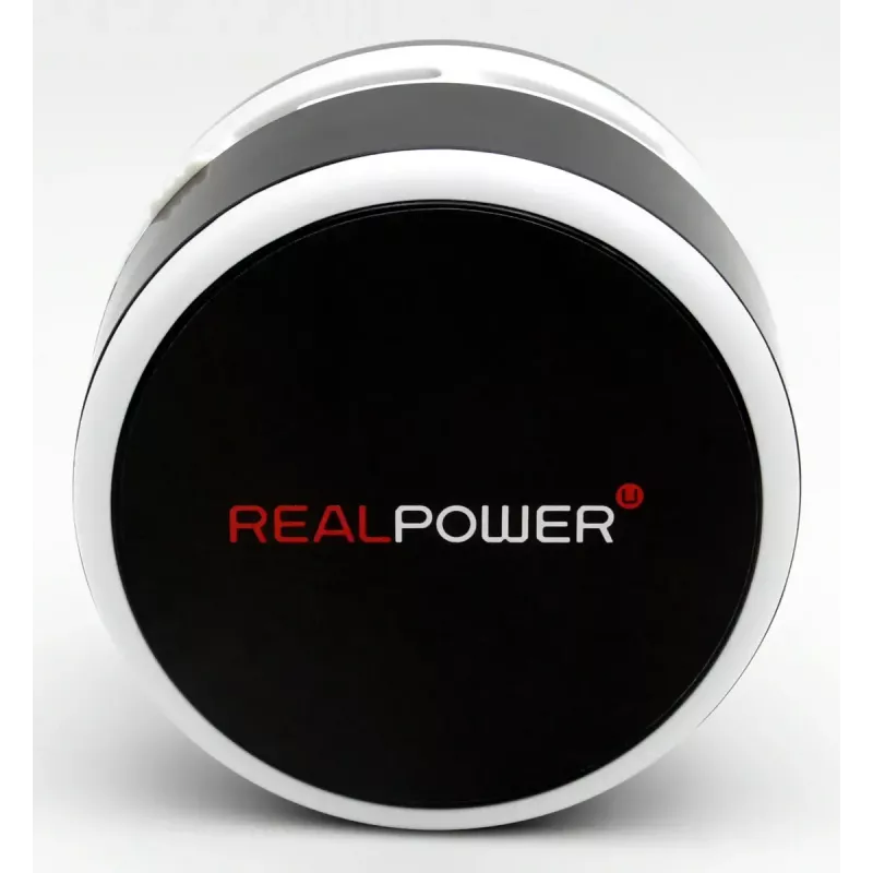 Rokas putekļsūcējs RealPower Mini Hoover-1 — darbināms ar baterijām, sausā tīrīšana, bezmaisa, AA baterijas, 90 min darbības laiks, melns/balt