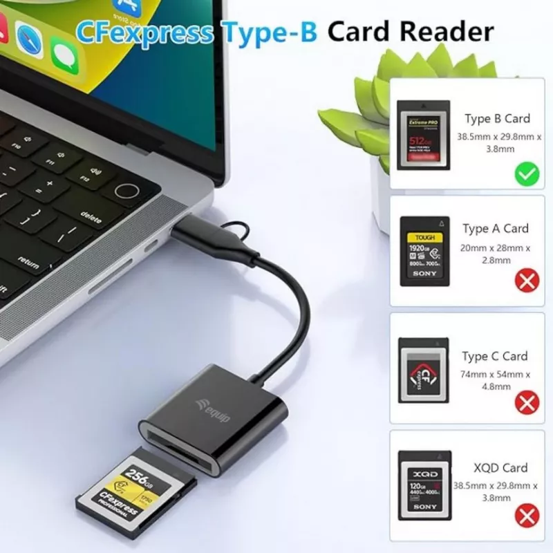 Karšu lasītājs Equip 245461 USB 3.2 Gen 2 Type-C melns CFexpress 2.0