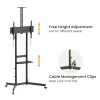 TV statīvs uz riteņiem EQUIP 37 collas–70 collas Economy 37–70 collu ekrāniem, 70 kg ietilpība, VESA 100x100–600x400, augstums 1337–1430 mm, slīpums -10°–5°, melns