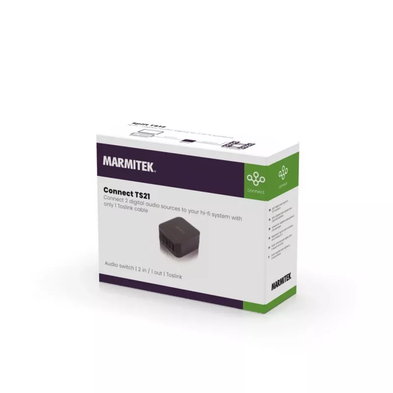 Marmitek Connect TS21 - Optiskais pārslēdzējs - 2 ieejas / 1 izeja - Toslink