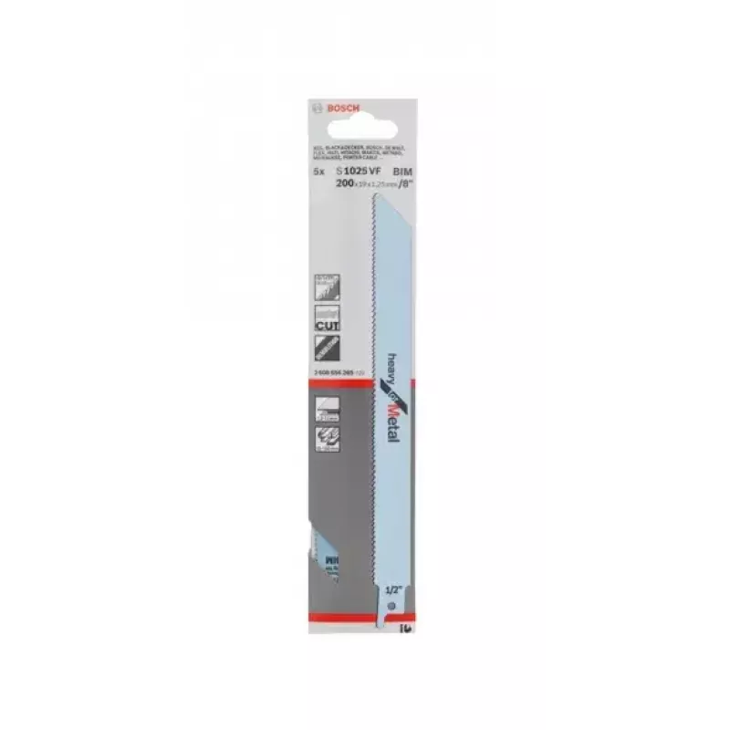 Bosch 2 608 656 265 finierzāģa/figūrzāģa/abpusgriezējzāģa asmens zobenveida zāģa asmens Bimetāls 5 gab.
