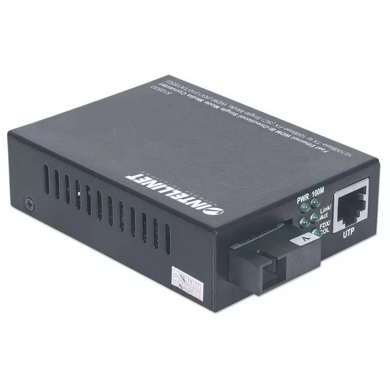 Intellinet Fast Ethernet WDM divvirzienu vienmoda multivides pārveidotājs, 10/100Base-Tx uz 100Base-Fx (SC) vienmoda, 20 km, WDM (Rx1310/Tx1550)