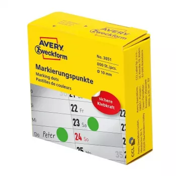 Avery 3851 pašlīmējoša etiķete Apaļa Pastāvīga Zaļa 800 gab.