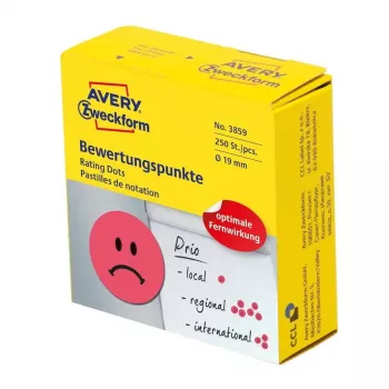 Avery 3859 pašlīmējošā etiķete Aplis Pastāvīga Sarkana 250 gab.