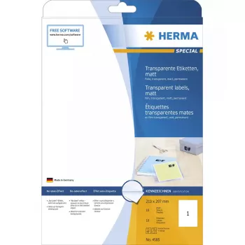 Pašlīmējošā etiķete HERMA A4 Taisnstūrveida Pastāvīga Caurspīdīga