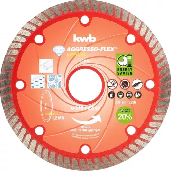 kwb 721140 Griešanas disks akmenim, betonam, granītam, marmoram, keramikai un flīzēm, 115 mm, 2,2 cm, oranžs/sarkans
