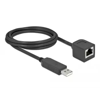 Seriālais savienojuma kabelis DeLOCK 64165 USB 2.0 Type-A uz RS-232 RJ45 2 m melns