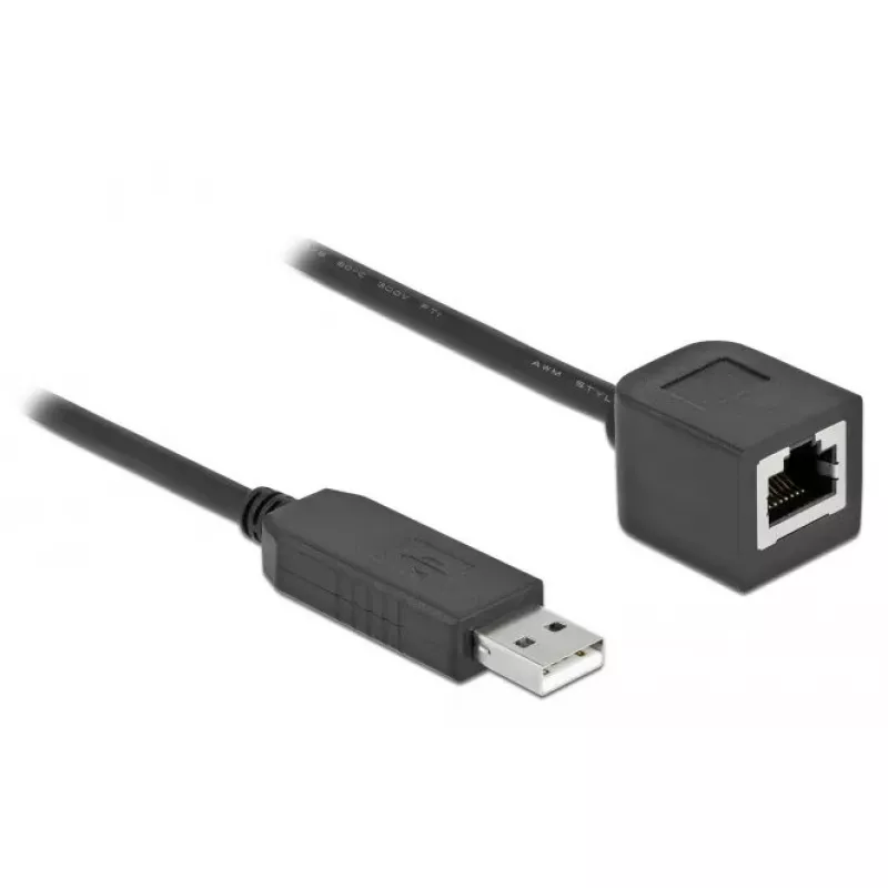 Seriālais savienojuma kabelis DeLOCK 64165 USB 2.0 Type-A uz RS-232 RJ45 2 m melns