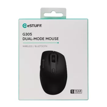 eSTUFF GLB214002 pele Birojs Labrocīga RF bezvadu + Bluetooth IR LED 1800 DPI