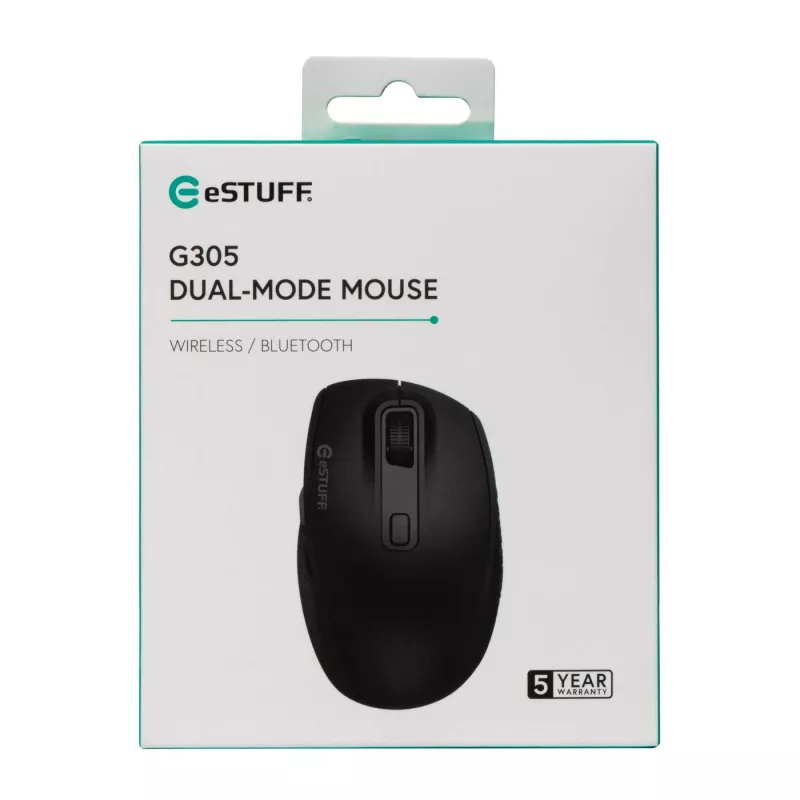eSTUFF GLB214002 pele Birojs Labrocīga RF bezvadu + Bluetooth IR LED 1800 DPI