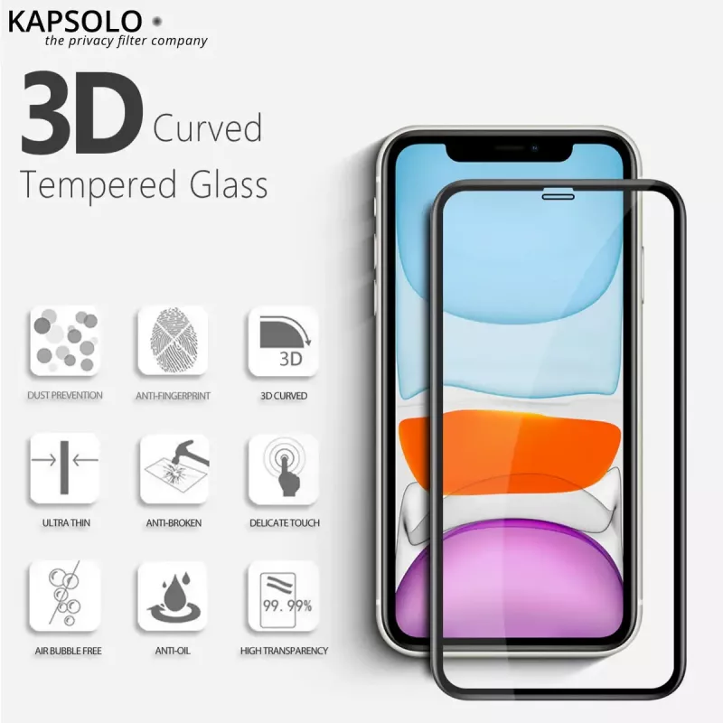 Rūdīta stikla ekrāna aizsargs Kapsolo viedtālrunim iPhone 13 / iPhone 14 Max — izliekts 9H, piemērots līdz 15,5 cm (6,1 colla)