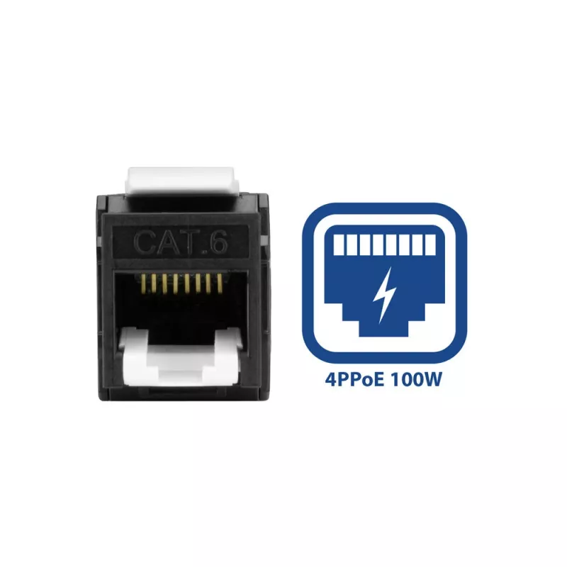 ACT Keystone Jack RJ45 CAT6 Unshielded toolless with shutter, Melns