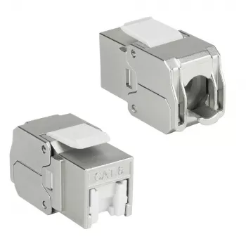ACT Keystone ligzda RJ45 CAT6 ekranēta bezinstrumentu ar aizvaru, sudrabaini balta