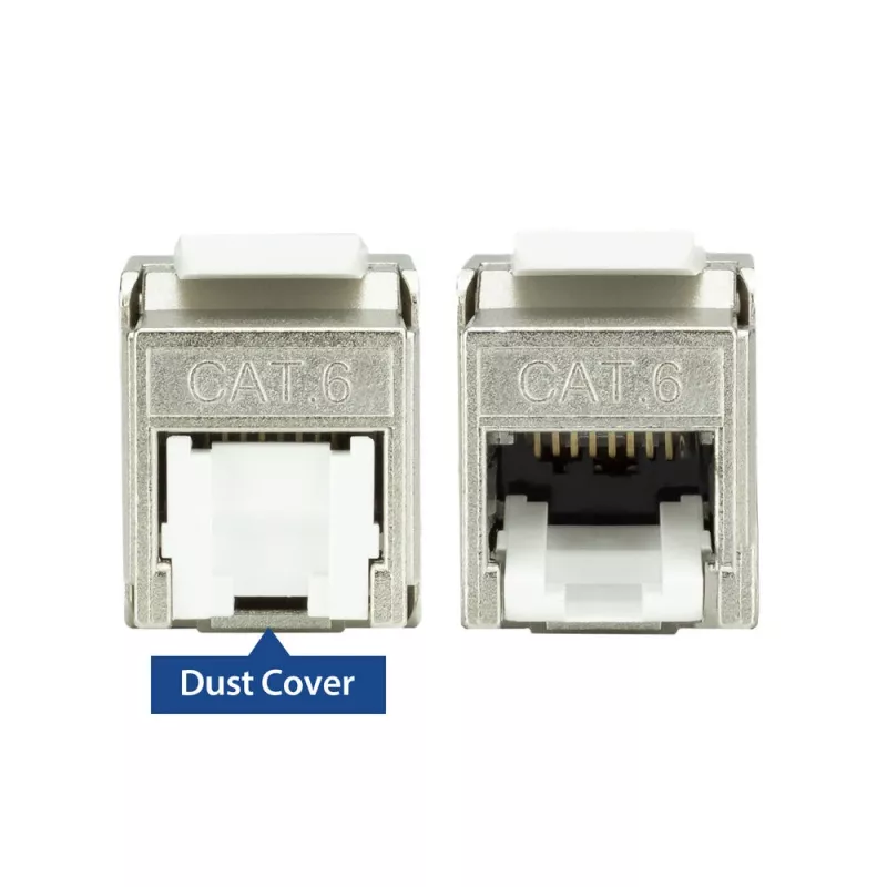 ACT Keystone ligzda RJ45 CAT6 ekranēta bezinstrumentu ar aizvaru, sudrabaini balta