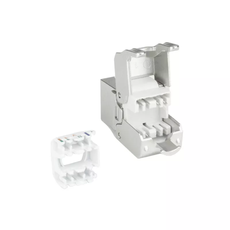 ACT Keystone ligzda RJ45 CAT6 ekranēta bezinstrumentu ar aizvaru, sudrabaini balta