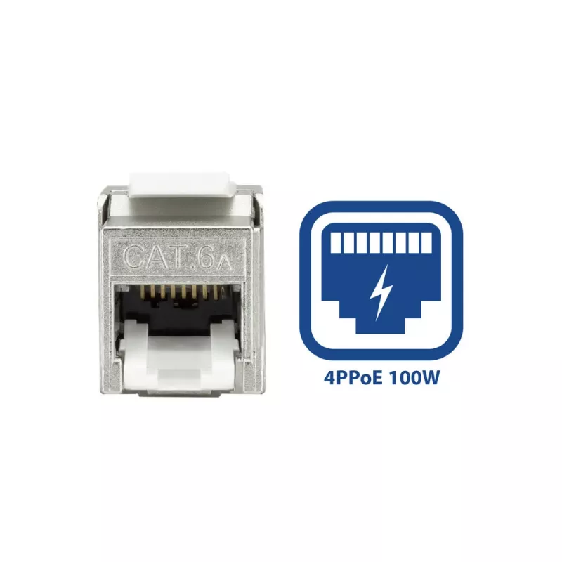 ACT Keystone Jack RJ45 CAT6A ekranēts bezinstrumentu ar putekļu vāciņu