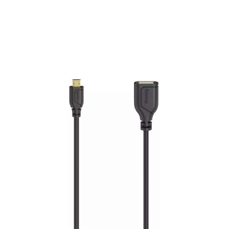 Hama Flexi-plāns USB kabelis USB 2.0 0.15 m Micro-USB A USB A Melns