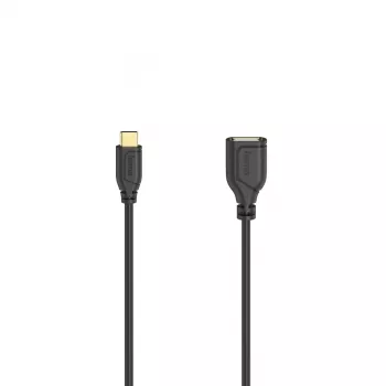 Hama Flexi-plāns USB kabelis USB 2.0 0,15 m USB C USB A Melns