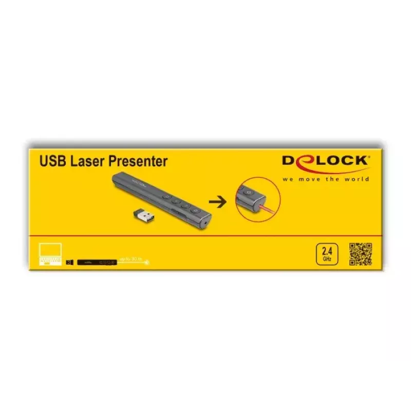 DeLOCK USB lāzera prezentētājs bezvadu USB RF tālvadība sarkans lāzera rādītājs