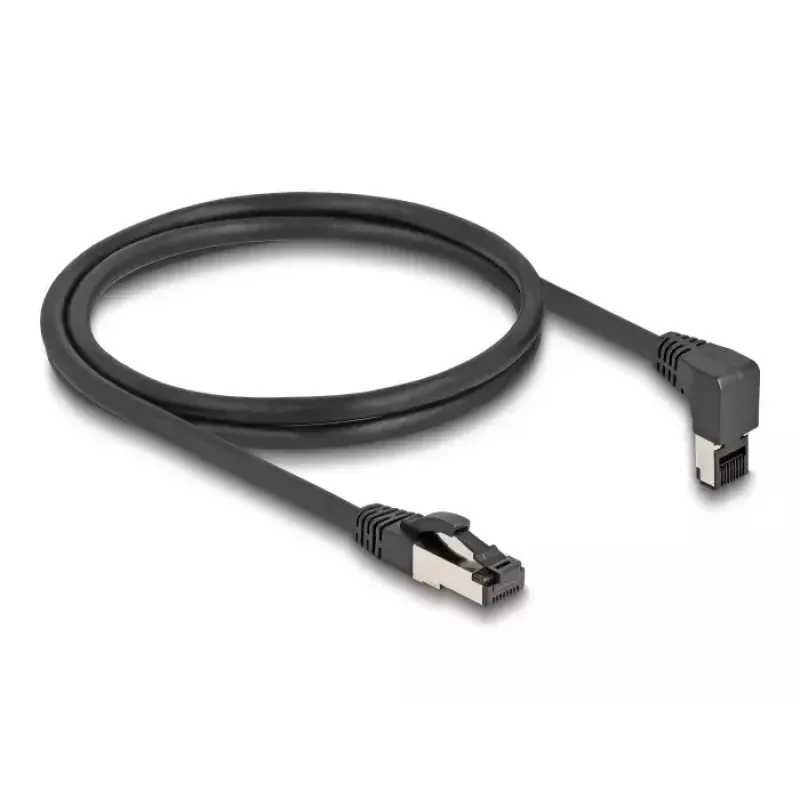 tīkla kabelis DeLOCK RJ45 Cat.8.1 90° Upwards leņķveida 10m Melns