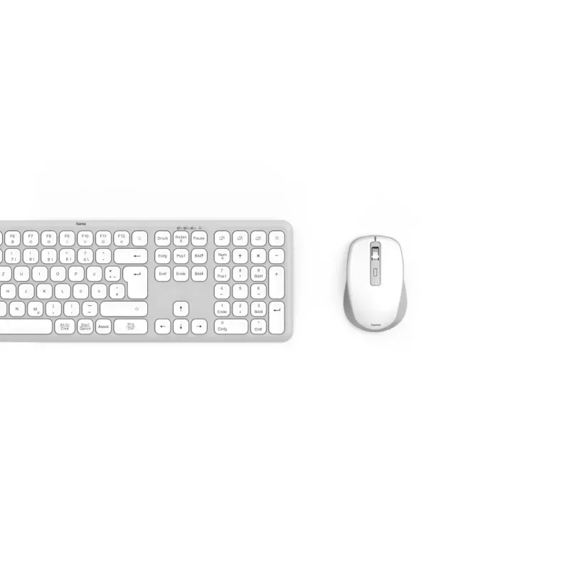 Hama WKM-550 tastatūra Iekļauta pele Mājām/Birojam RF Wireless + Bluetooth QWERTZ Vācu Pelēka, Balta