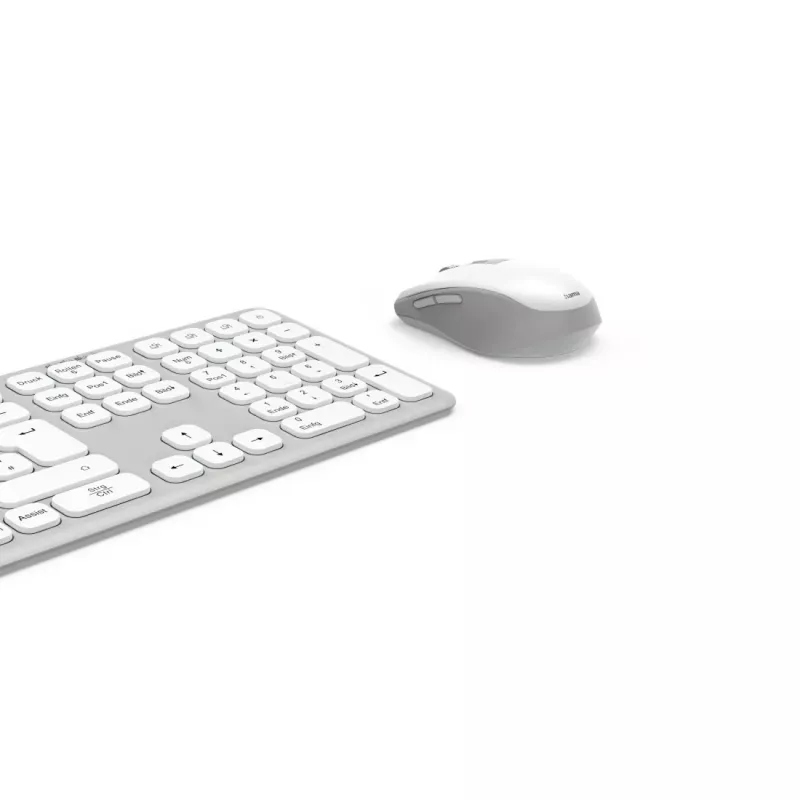 Hama WKM-550 tastatūra Iekļauta pele Mājām/Birojam RF Wireless + Bluetooth QWERTZ Vācu Pelēka, Balta
