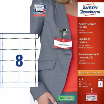 Nelīmējoša etiķete AVERY 4822 Caurspīdīgi balta Taisnstūris 32 gab.