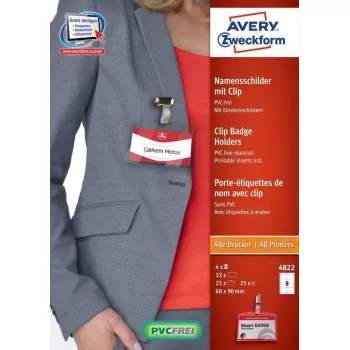 Nelīmējoša etiķete AVERY 4822 Caurspīdīgi balta Taisnstūris 32 gab.