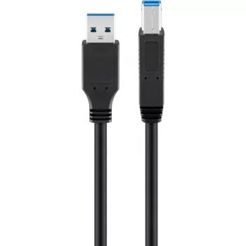 USB kabelis Goobay 95719 USB 3.2 Gen 1 1m USB A USB B melns