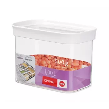 EMSA Optima 513557 Pārtikas uzglabāšanas trauks, 1 L, caurspīdīgs/balts