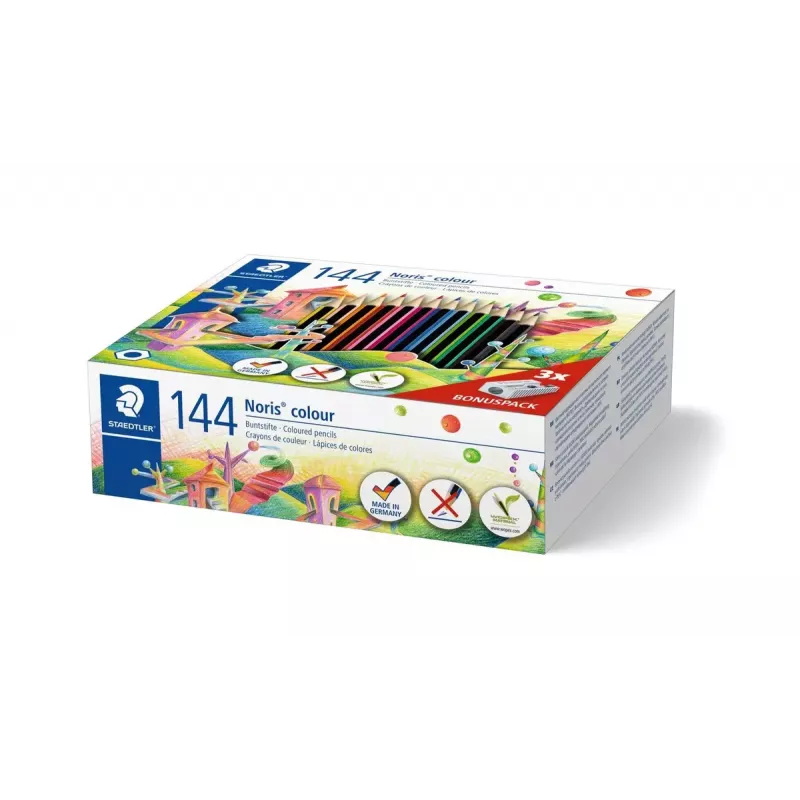 Akvareļu zīmuļi Staedtler Noris colour 185 — 144 gab., dažādas 12 krāsas