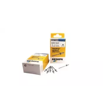 Aklo kniedes GESIPA 1432058 tērauda pelēka 9,5 mm galva 4,8 mm kājiņa 10 mm garums
