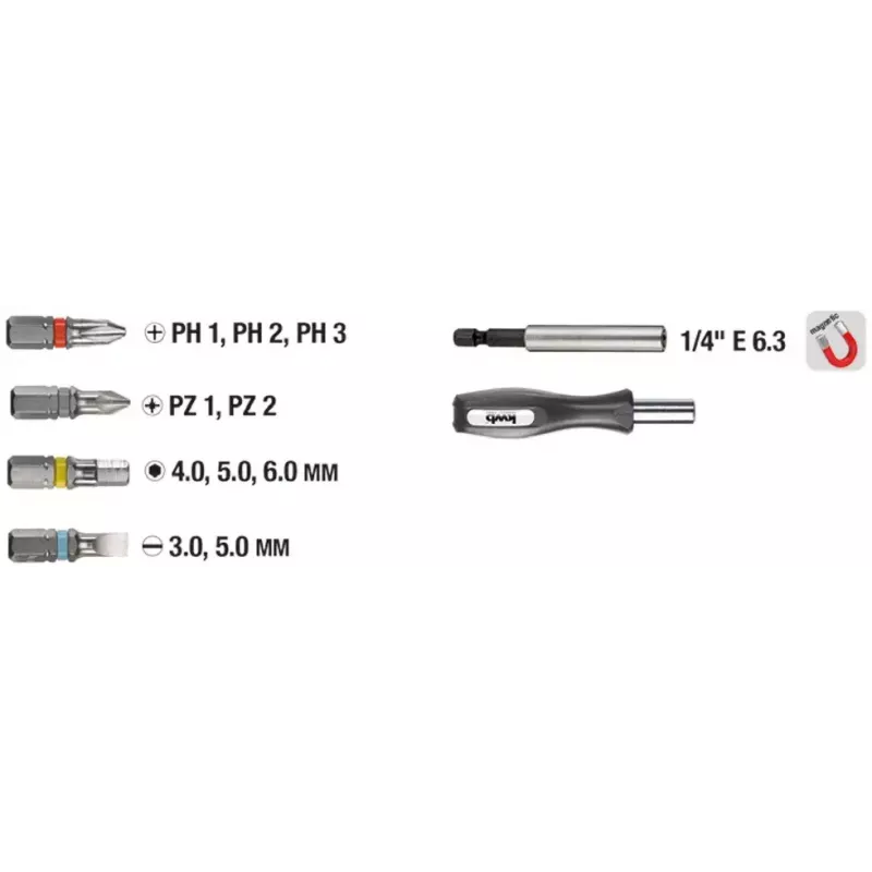 Skrūvgrieža uzgaļu komplekts KWB Industrial Steel Standard Handy Bit Box
