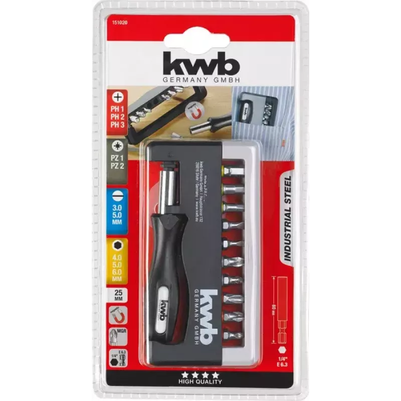 Skrūvgrieža uzgaļu komplekts KWB Industrial Steel Standard Handy Bit Box
