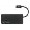 Manhattan USB-C dokstacija/rumba ar karšu lasītāju, porti (x3): USB-A (x3), 5 Gbps (USB 3.2 Gen1 jeb USB 3.0), ārējais barošanas avots nav nepieciešams, universāla visām ierīcēm, SuperSpeed USB, melna, trīs gadu garantija