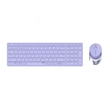 Rapoo 9750M tastatūra ar peli iekļauts bezvadu Bluetooth QWERTZ vācu izkārtojums ceriņkrāsā