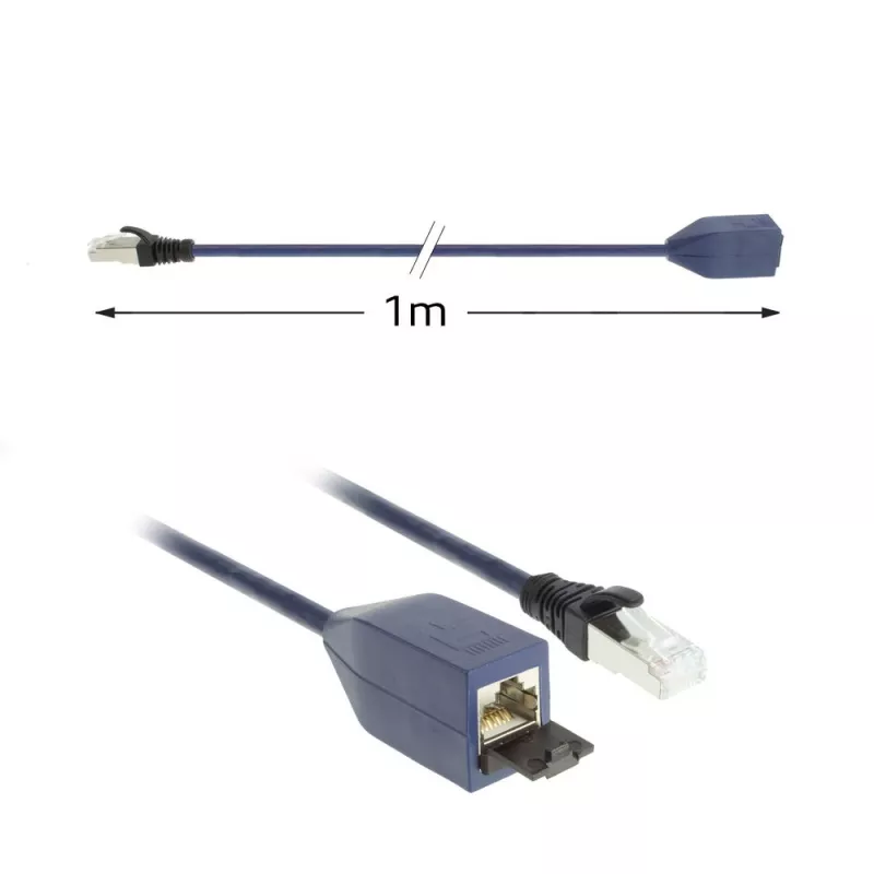 ACT Blue 1 meter LSZH S/FTP CAT6A MPTL pagarinātājs ar aizsargātiem RJ45 savienotājiem