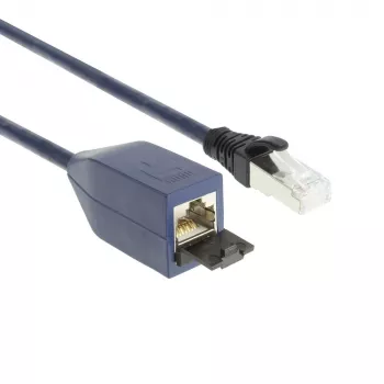 ACT zils 2 metru LSZH S/FTP CAT6A MPTL pagarinātājkabelis bez aizķeres ar RJ45 savienotājiem
