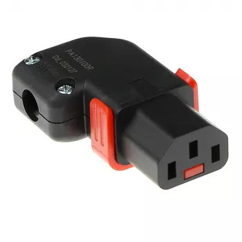 ACT C13 IEC Lock+ pārslēdzams kreisais vai labais leņķa savienotājs melns, PA130100RBK